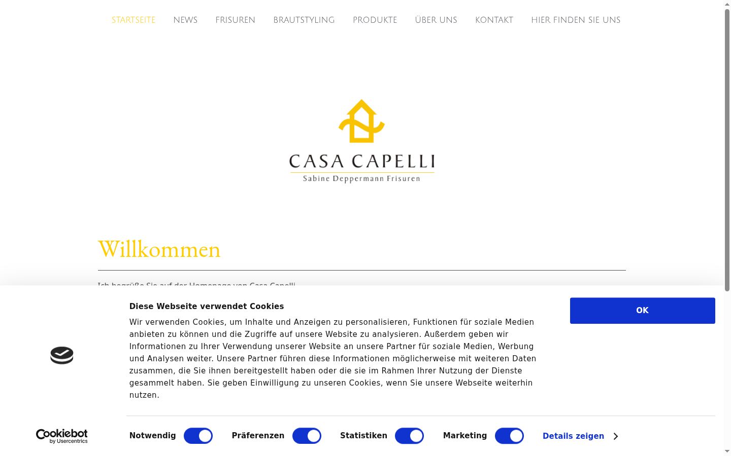 Screenshot del banner di consenso mostrato prima di qualsiasi interazione