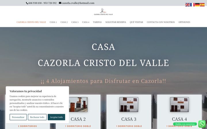 Ekrānuzņēmums no casacazorlacristodelvalle.es