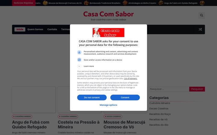 Ekrano kopija casacomsabor.com.br