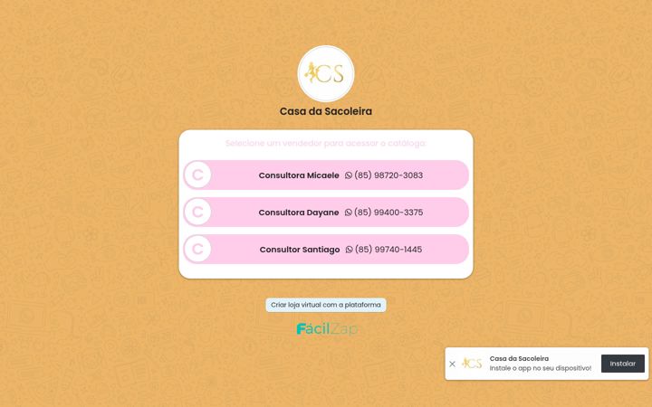 Screenshot of casadasacoleiras.com.br