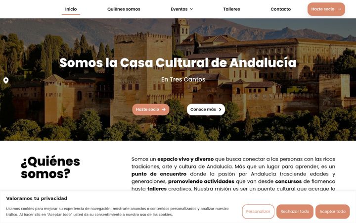 Skjámynd af casadeandaluciatrescantos.es