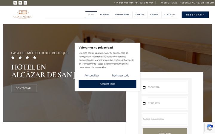 Screenshot of casadelmedicohotelboutique.com