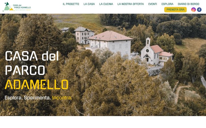 Ekrano kopija casadelparcoadamello.it