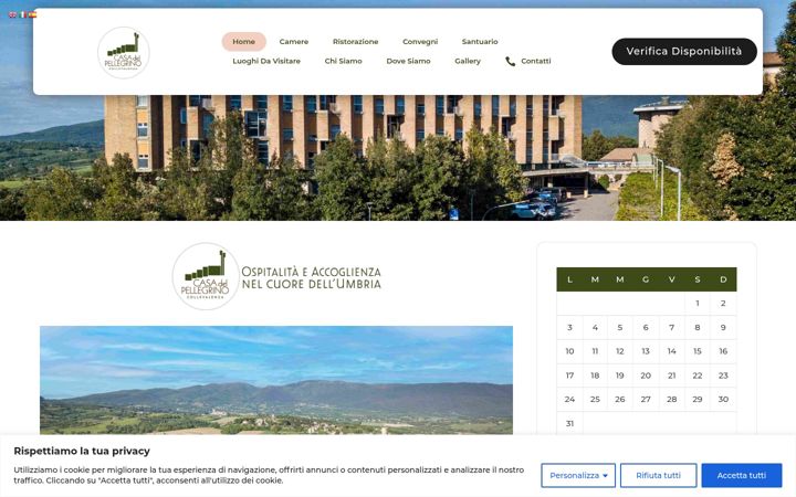 Screenshot of casadelpellegrinocollevalenza.com