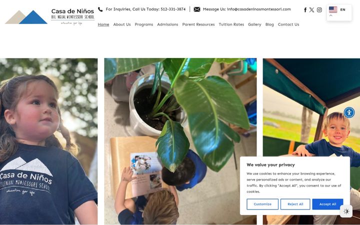 Screenshot of casadeninosmontessori.com