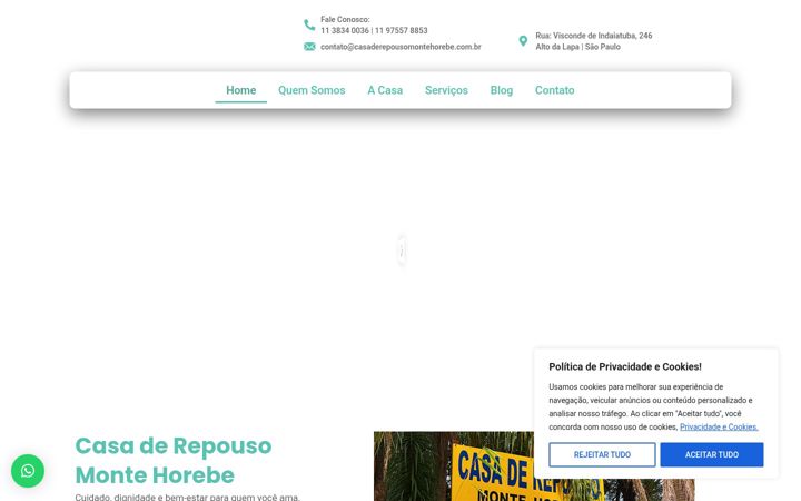 Ekrano kopija casaderepousomontehorebe.com.br