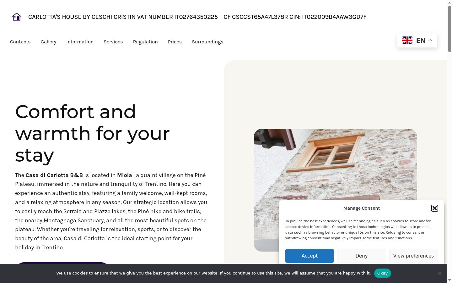 Snímek obrazovky baneru souhlasu zobrazeného před jakoukoli interakcí