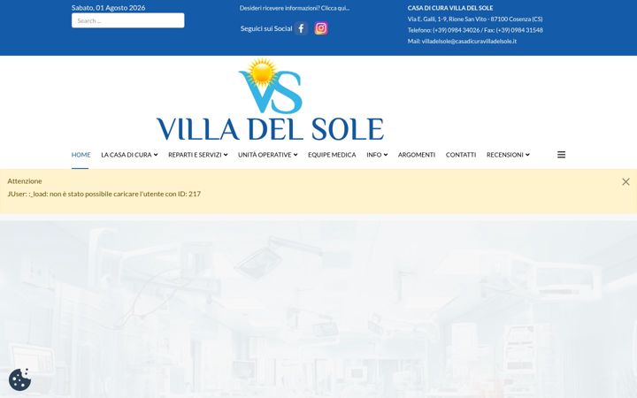 Screenshot of casadicuravilladelsole.it