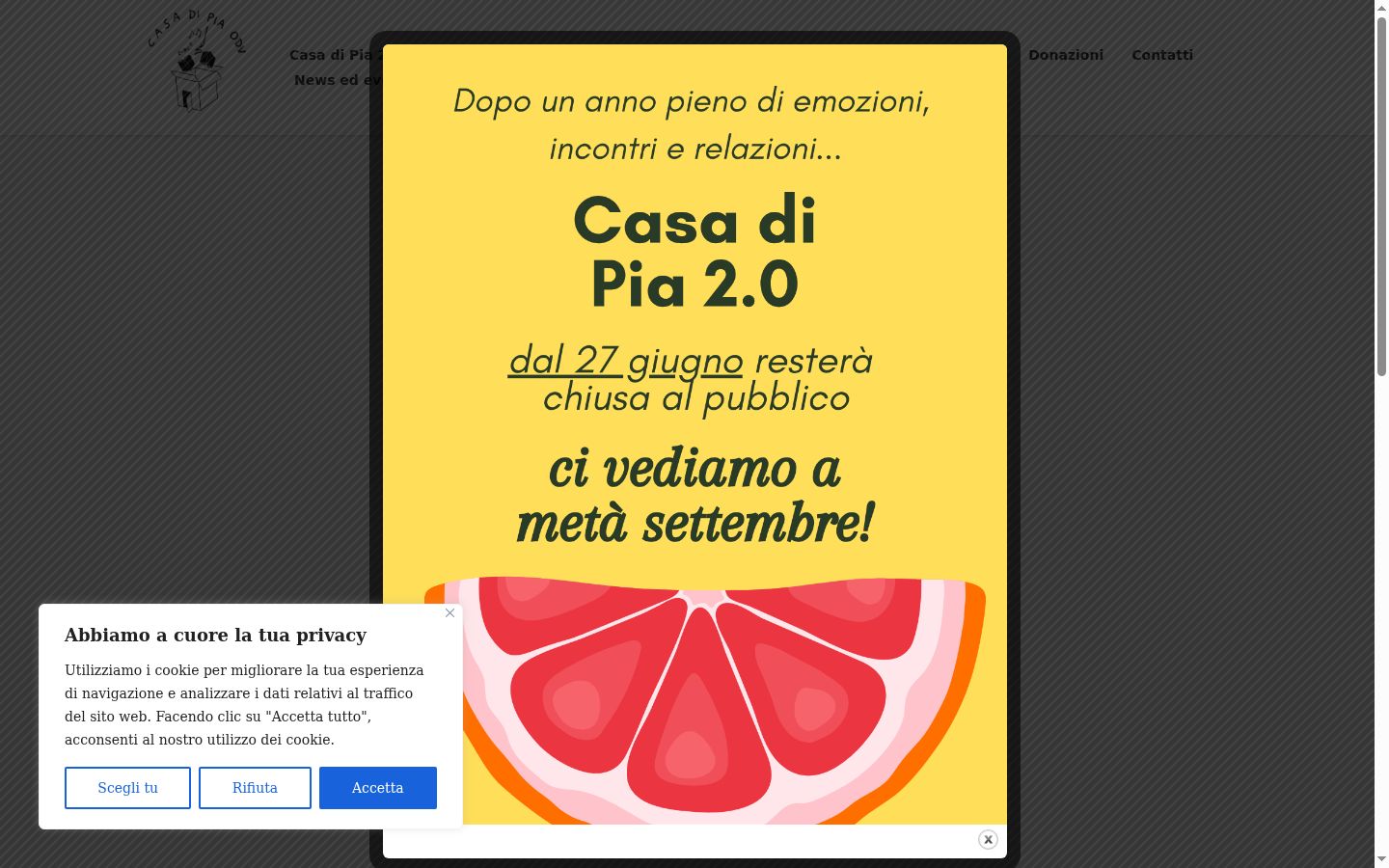 Screenshot del banner di consenso mostrato prima di qualsiasi interazione