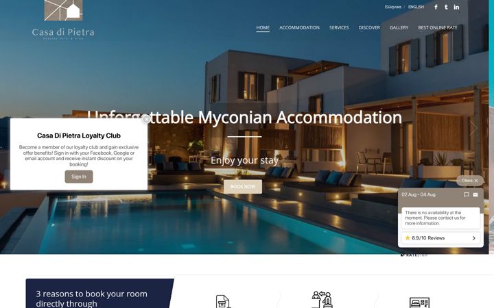 Screenshot of casadipietramykonos.com