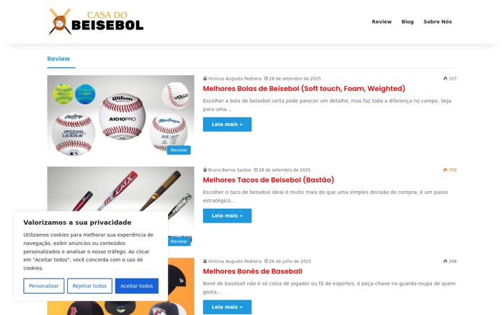 Screenshot of casadobeisebol.com.br
