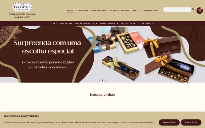 Captură de ecran a casadochocolatejaragua.com.br