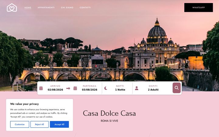 Captura de pantalla de casadolcecasaroma.it