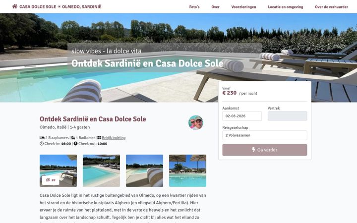 Skærmbillede af casadolcesole.nl