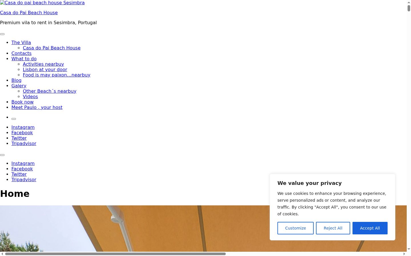 Captura de pantalla del banner de consentimiento mostrado antes de cualquier interacción