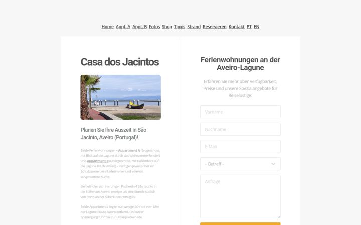 Screenshot of casadosjacintos.de