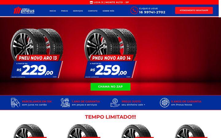 Screenshot of casadospneusmontealto.com.br