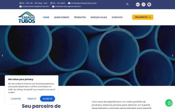 Screenshot of casadostubos.net.br