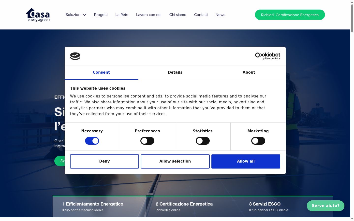 Captura de ecrã do banner de consentimento apresentado antes de qualquer interação