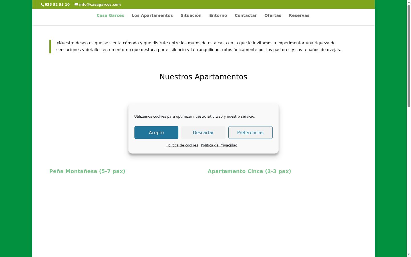 Screenshot of the consent banner shown before any interaction