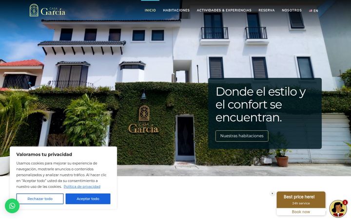 Screenshot of casagarciahotel.com