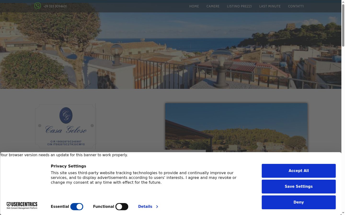 Screenshot of the consent banner shown before any interaction