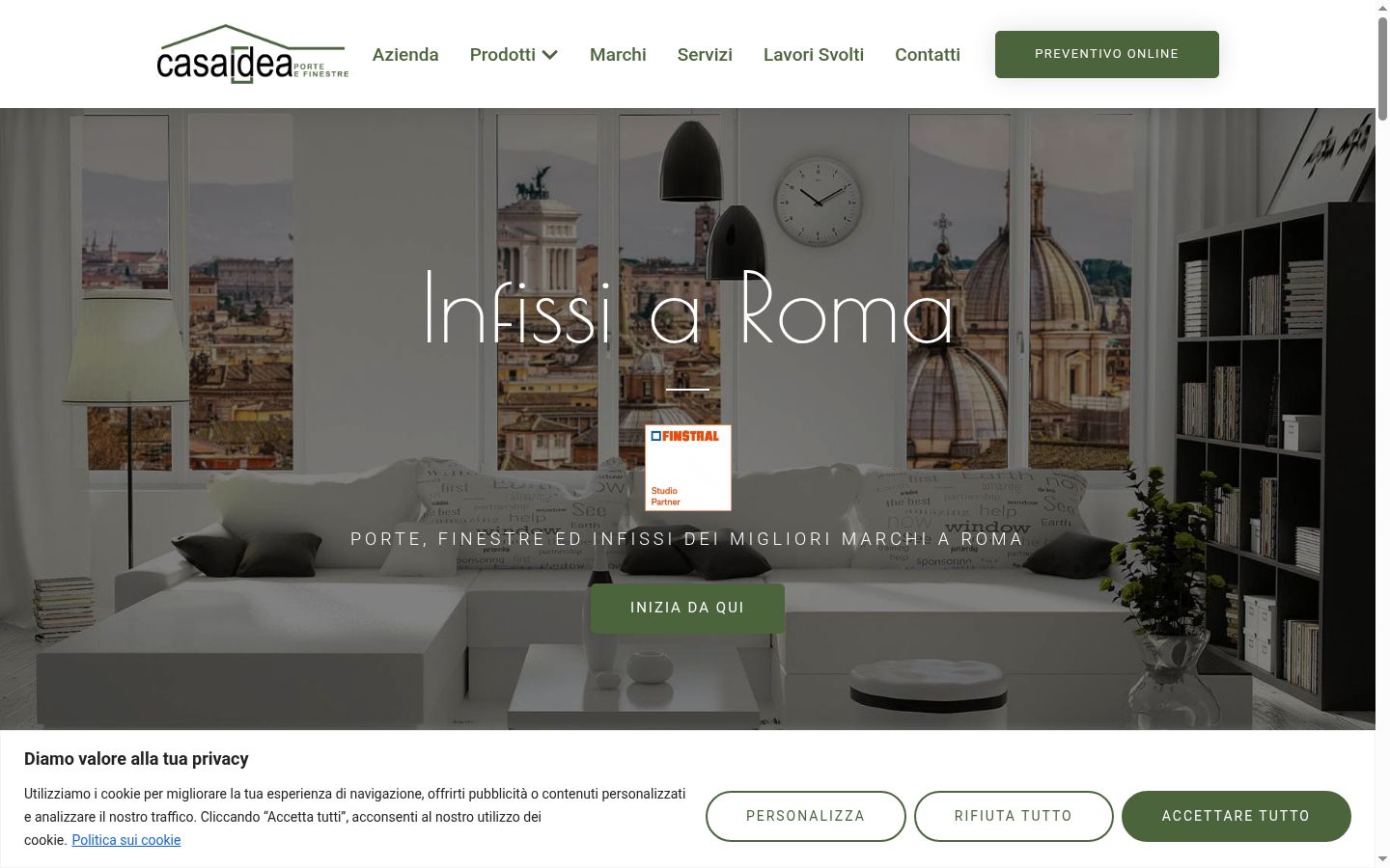 Screenshot del banner di consenso mostrato prima di qualsiasi interazione