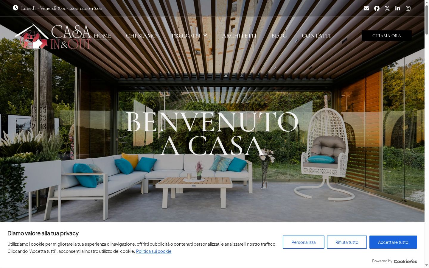 Screenshot del banner di consenso mostrato prima di qualsiasi interazione