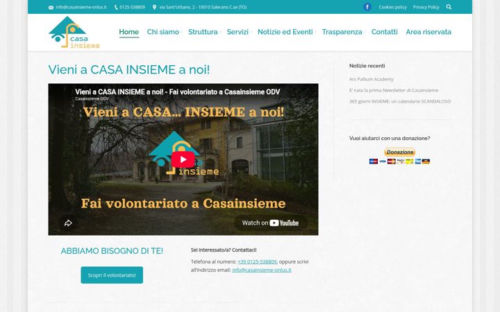 Screenshot of casainsieme-onlus.it