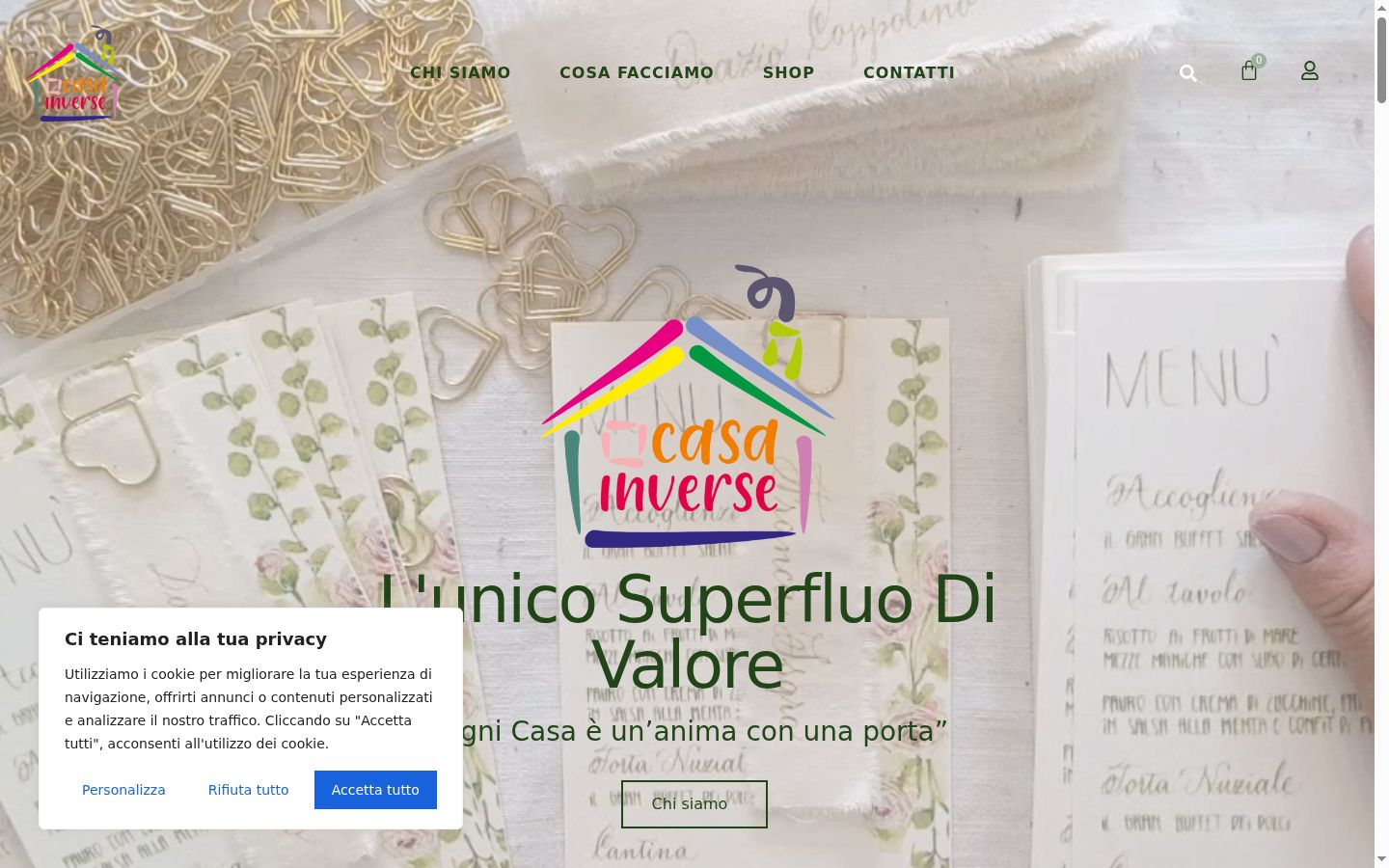Screenshot del banner di consenso mostrato prima di qualsiasi interazione