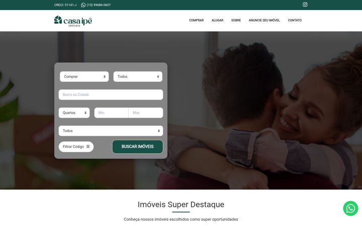 Screenshot of casaipeimoveis.com.br