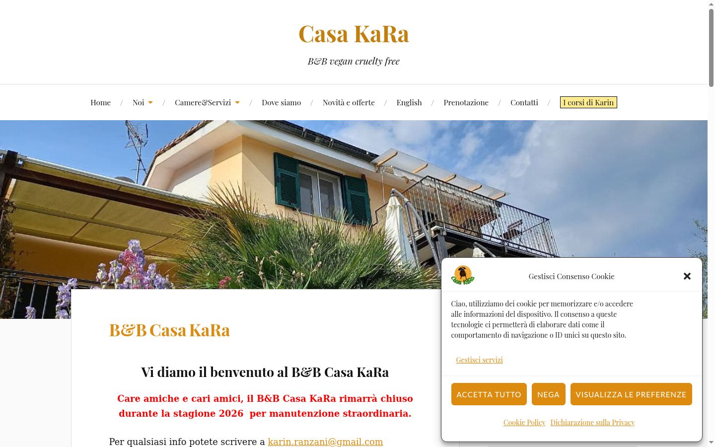 Screenshot del banner di consenso mostrato prima di qualsiasi interazione