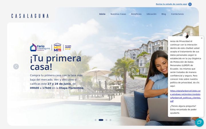 Screenshot of casalaguna.com.ec