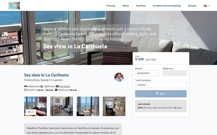 Screenshot of casalavistalacarihuela.com