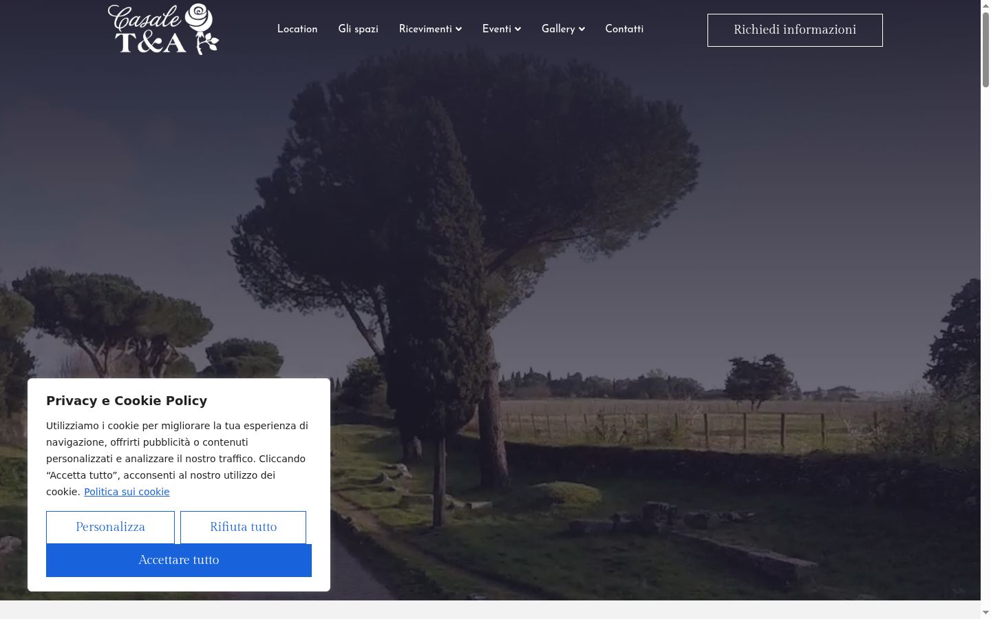 Captura de ecrã do banner de consentimento apresentado antes de qualquer interação