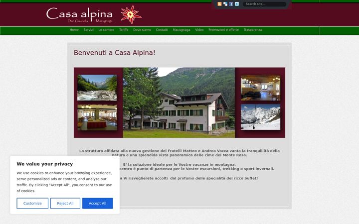 Screenshot of casalpina-macugnaga.com