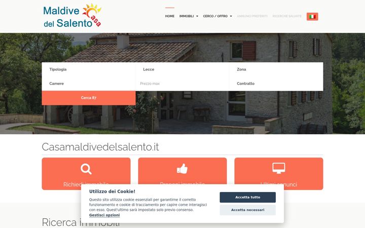 Screenshot of casamaldivedelsalento.it