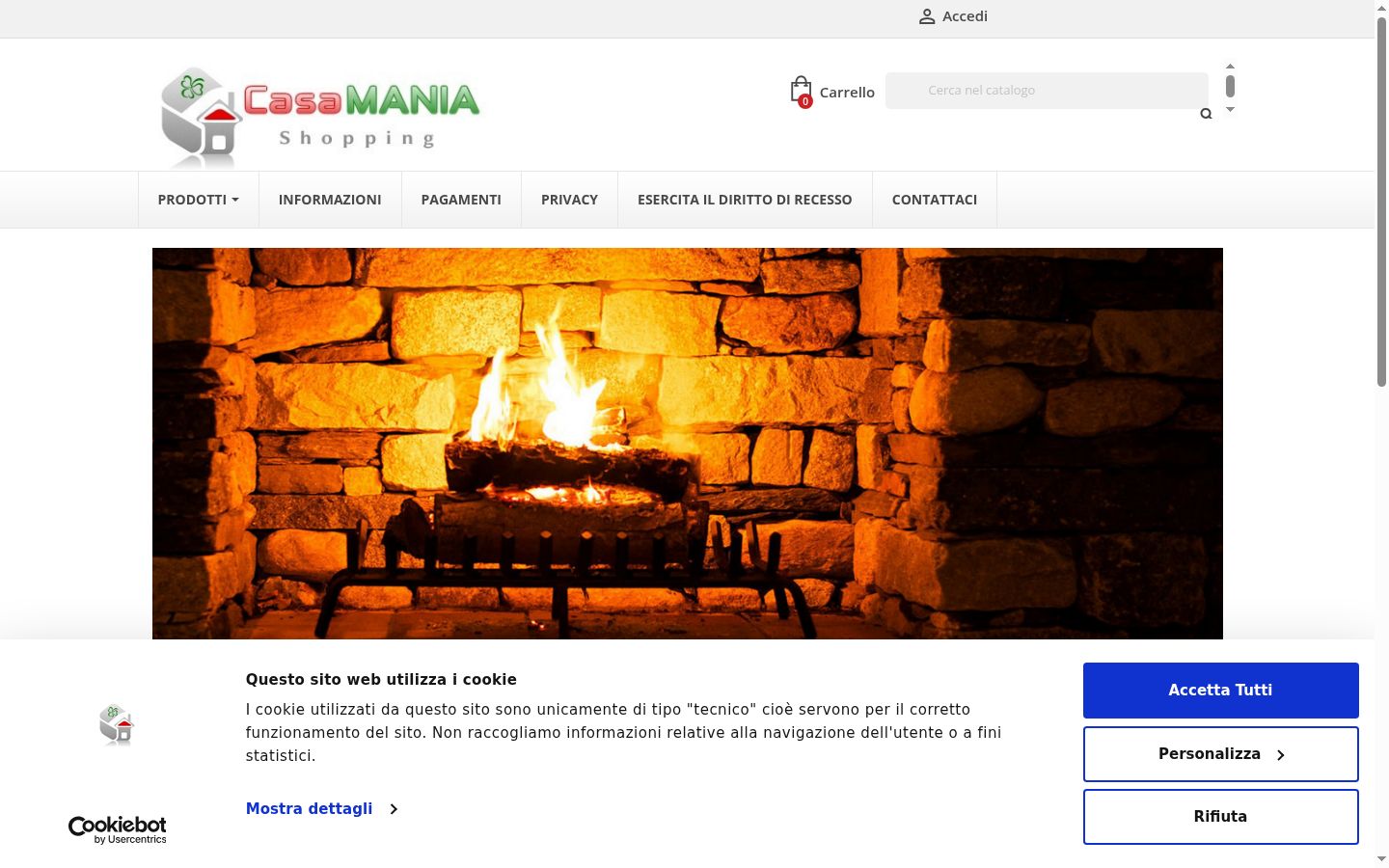 Screenshot del banner di consenso mostrato prima di qualsiasi interazione