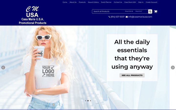 Screenshot of casamariapromos.com