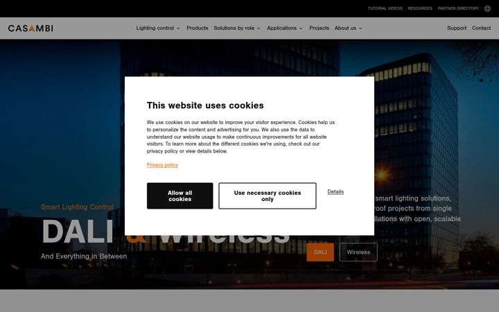 Screenshot of casambi.com