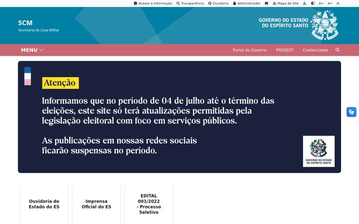 Screenshot of casamilitar.es.gov.br