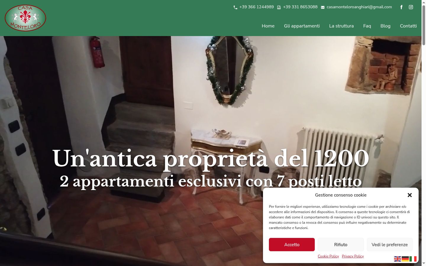 Captura de ecrã do banner de consentimento apresentado antes de qualquer interação