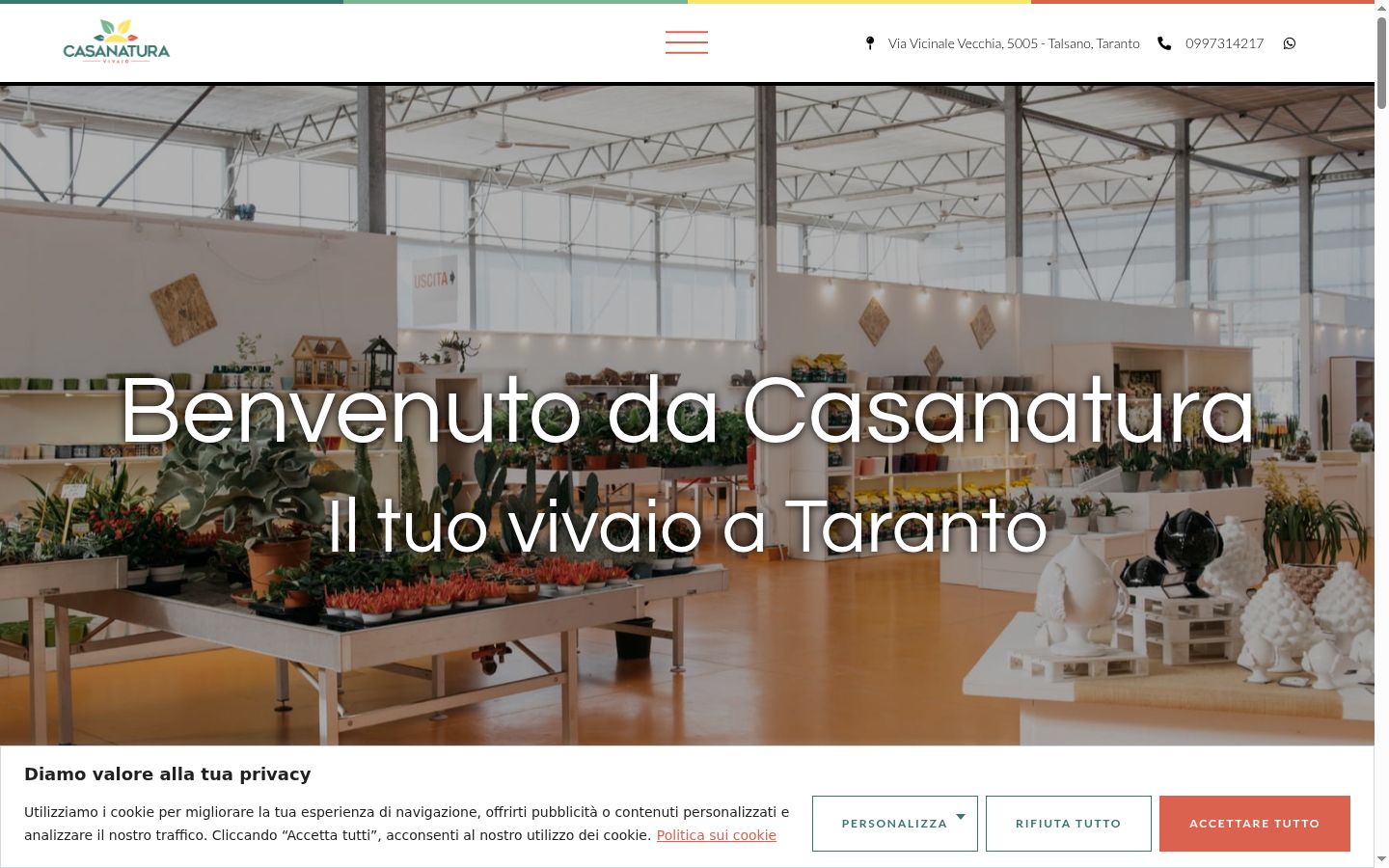 Screenshot del banner di consenso mostrato prima di qualsiasi interazione