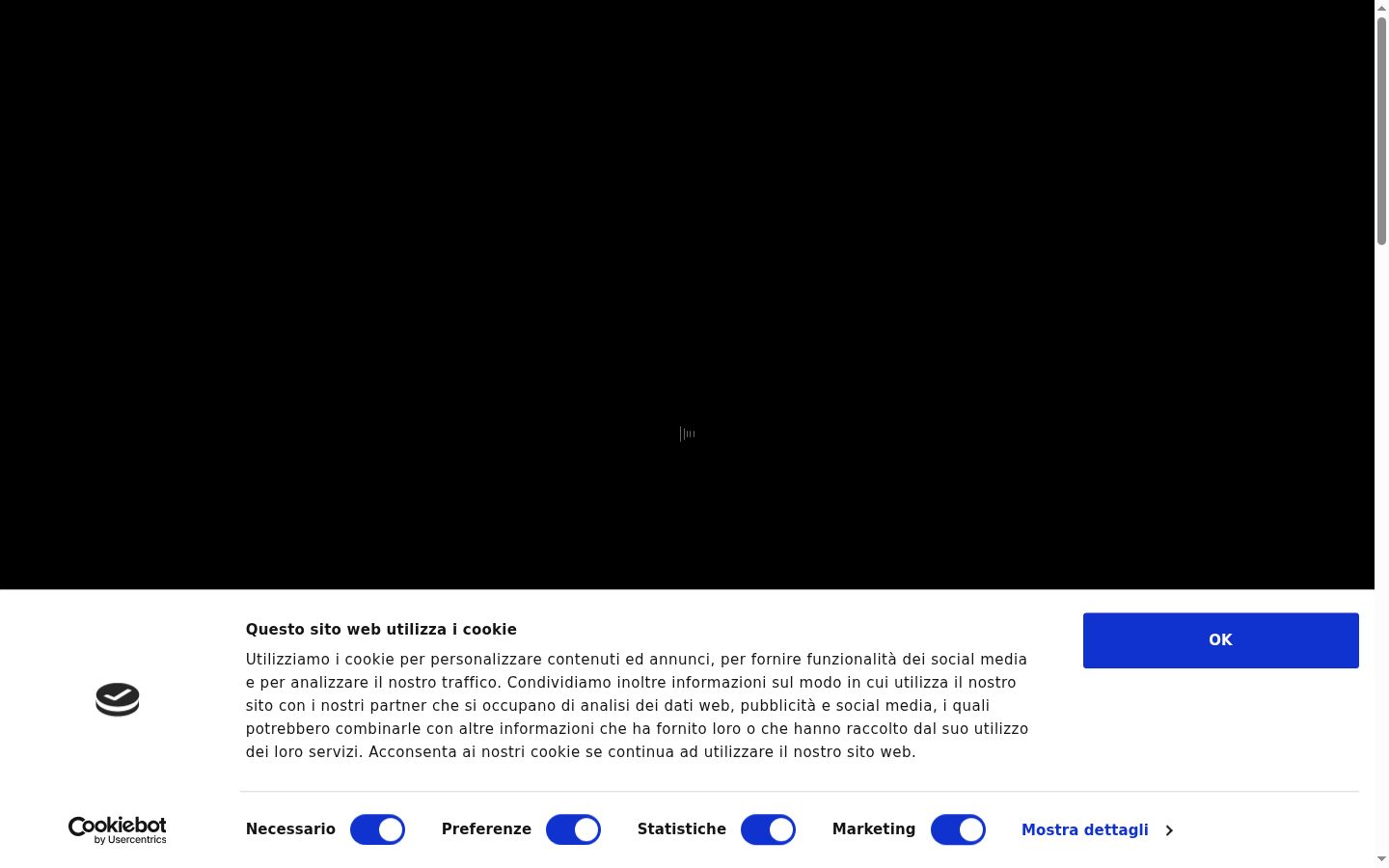 Screenshot del banner di consenso mostrato prima di qualsiasi interazione