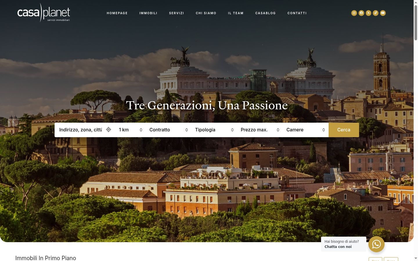 Screenshot del banner di consenso mostrato prima di qualsiasi interazione