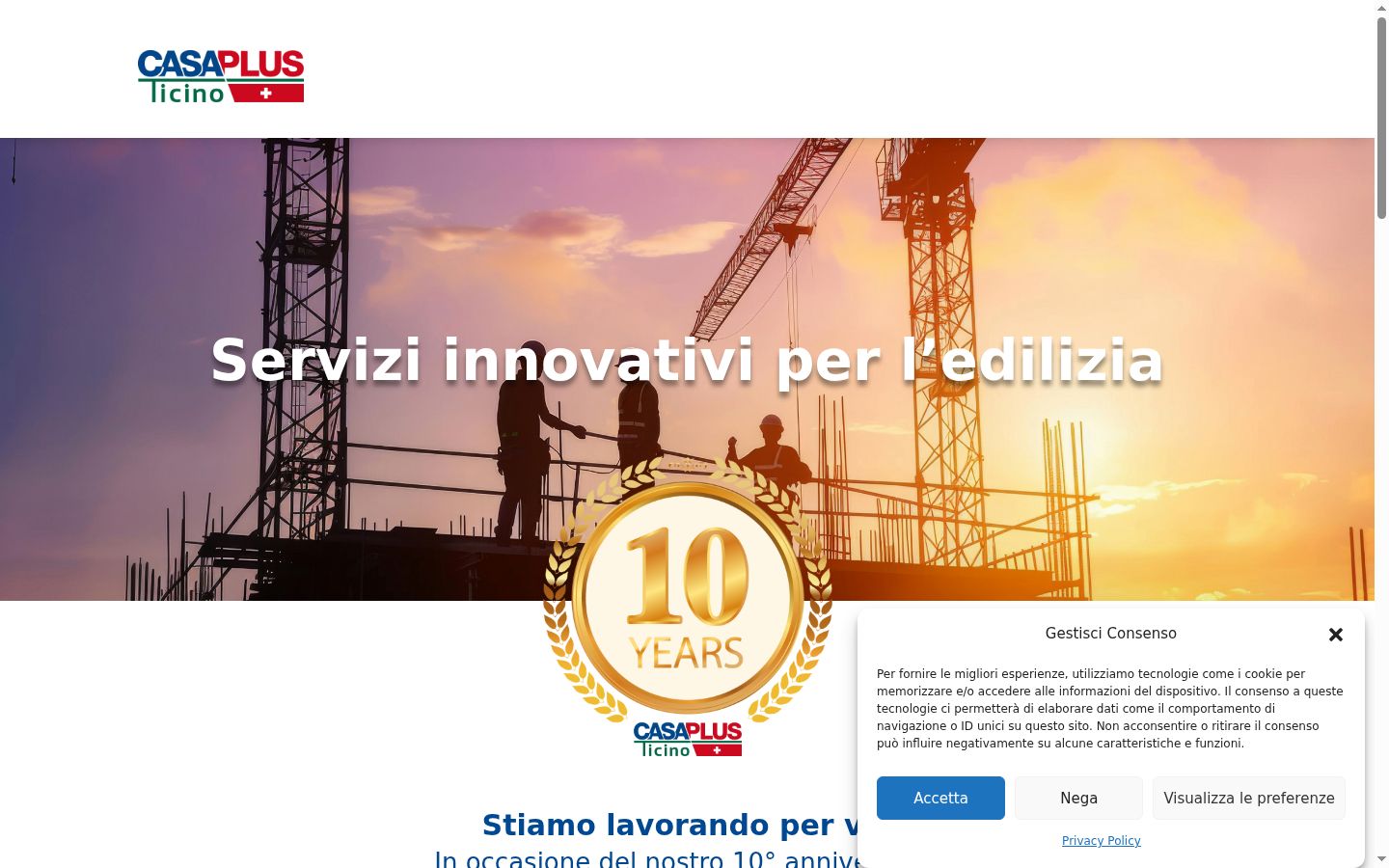 Screenshot del banner di consenso mostrato prima di qualsiasi interazione