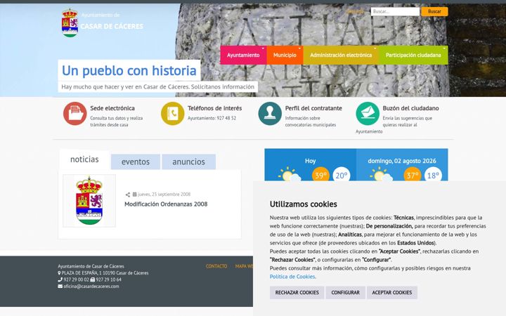 Screenshot of casardecaceres.es
