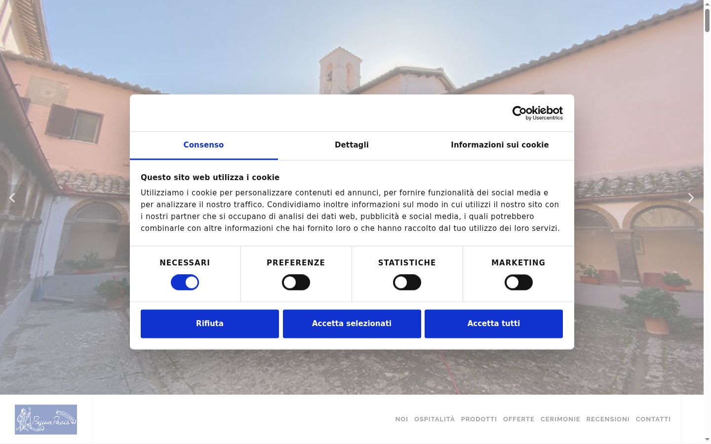 Posnetek zaslona pasice za privolitev, prikazane pred kakršno koli interakcijo