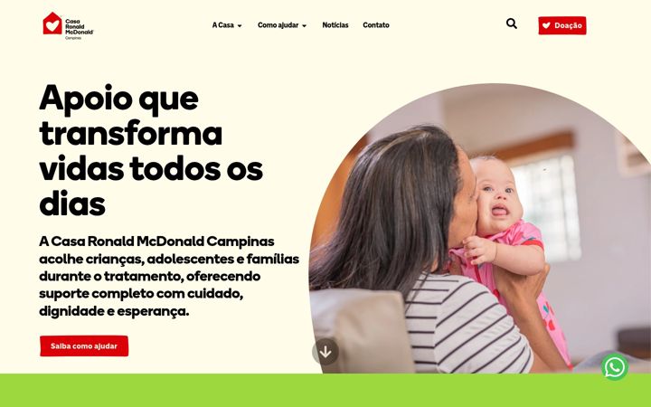 Ekrano kopija casaronaldcampinas.org.br