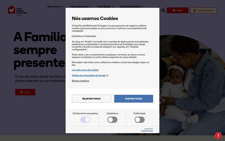 Screenshot of casaronaldmcdonaldportugal.pt